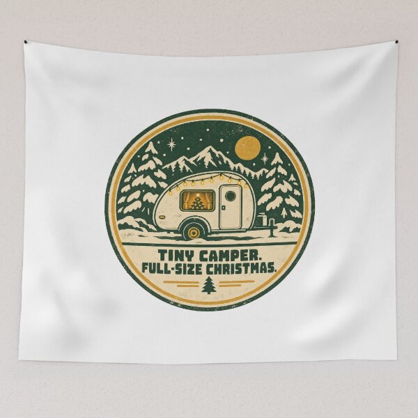 Item preview, Tiny Camper Full-Size Christmas Vintage Camping Badge designed and sold by ThreadQuirk.