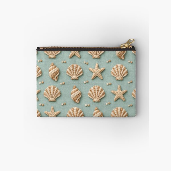 Item preview, Woven Seashells and Starfish – Coastal Raffia Pattern on Sage Green designed and sold by Kaleidoscope Print.