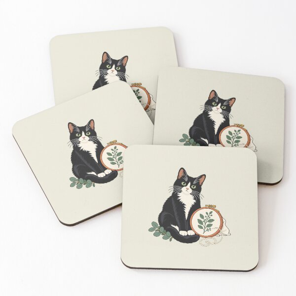 Item preview, Stitching Companion – Cat and Botanical Embroidery designed and sold by WAUZ.