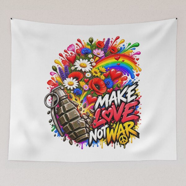 Item preview, Make Love Not War – Colorful Anti War Peace Flower Art designed and sold by Puraenergia Stickers.