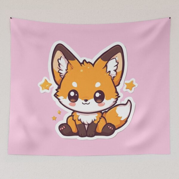 Item preview, Cute Kawaii Fox and bright stars designed and sold by MushArtist.