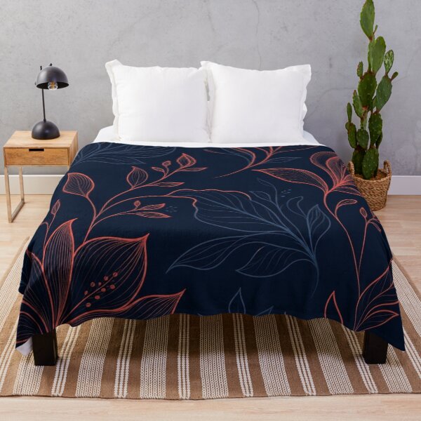 Item preview, Dark Botanical Line Art Pattern designed and sold by LakLuxe studio .