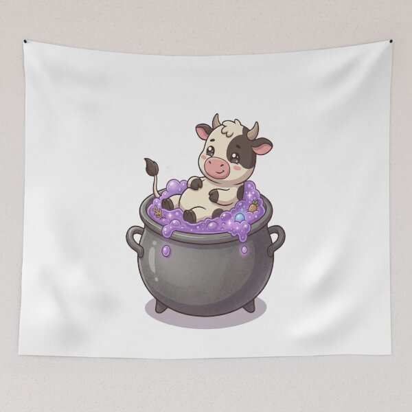 Item preview, Cute Cow In Magic Cauldron Bath designed and sold by Ella_Sketch.