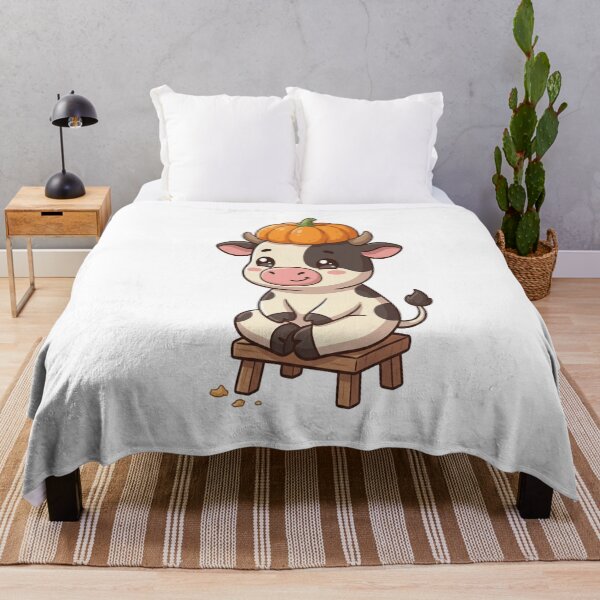 Item preview, Cute Cow Wearing Pumpkin Hat designed and sold by Ella_Sketch.