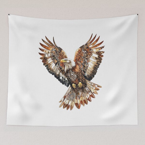 Item preview, Bald Eagle In Flight Vintage Illustration Patriotic Bird designed and sold by ThreadQuirk.
