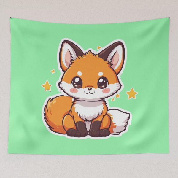 Item preview, Cute Kawaii Fox and bright stars designed and sold by MushArtist.