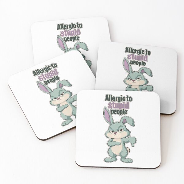 Item preview, Allergic to Stupid People – Grumpy Green Bunny designed and sold by the-dovlat.