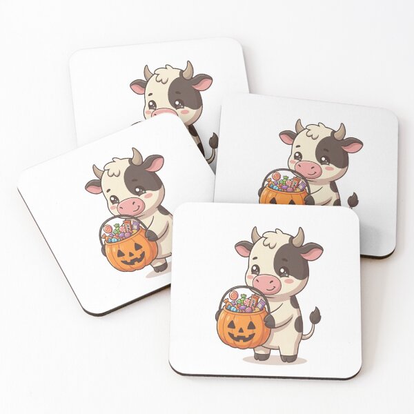 Item preview, Cute Cow Holding Pumpkin Candy Bucket    designed and sold by Ella_Sketch.