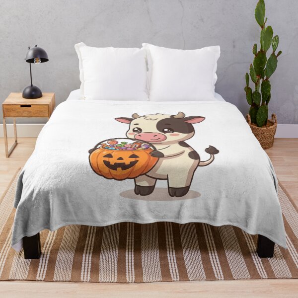Item preview, Cute Cow Holding Pumpkin Candy Bucket designed and sold by Ella_Sketch.