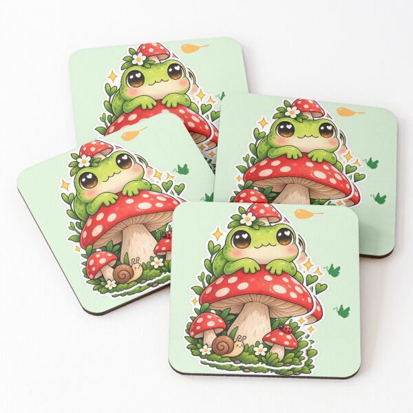 Item preview, Cute Kawaii Frog on Mushroom – Cottagecore Forest Sticker designed and sold by Chirayu1111.