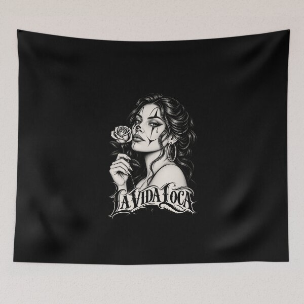 Item preview, Chicana Payasa Woman Rose La Vida Loca Artwork designed and sold by SuperFreshArt.