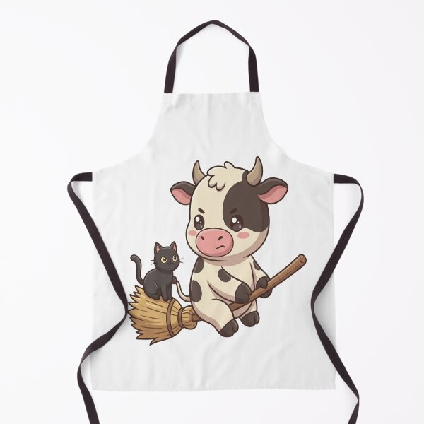 Item preview, Cute Witch Cow Broomstick Black Cat designed and sold by Ella_Sketch.