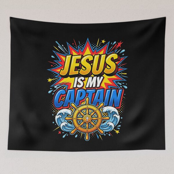 Item preview, Jesus Is My Captain Nautical Comic Pop Art Cross designed and sold by GCFULLA.
