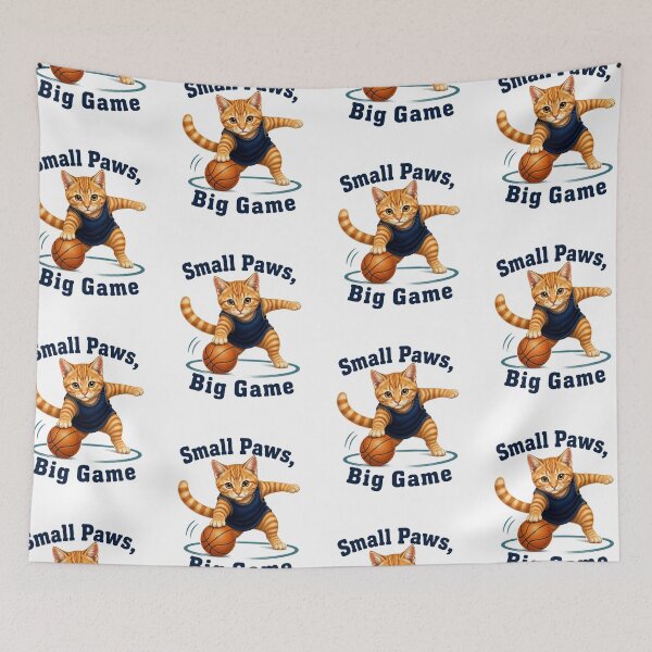 Item preview, Orange Tabby Basketball Cat – Small Paws, Big Game designed and sold by PurrBloom Studio.