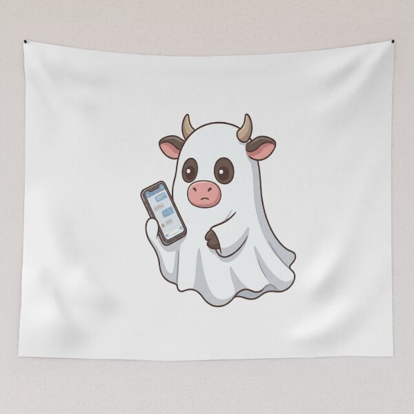 Item preview, Cute Ghost Cow Texting Smartphone designed and sold by Ella_Sketch.