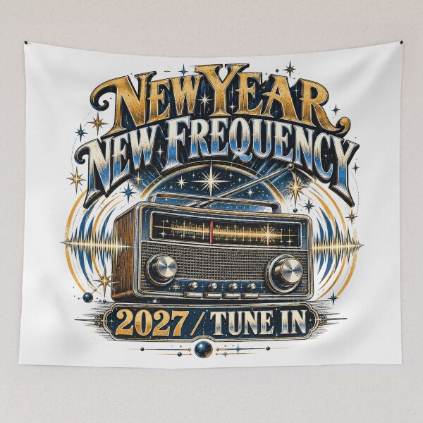 Item preview, New Year New Frequency 2027 Retro Radio Nostalgia Graphic designed and sold by pradeepvisuals.