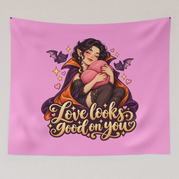 Item preview, Cozy self-love vampire with heart cushion designed and sold by DreamagineArtDesign.