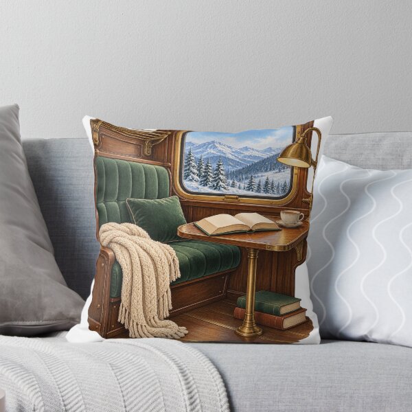 Item preview, Cozy Reading Carriage with Snowy Mountain View designed and sold by narinzoon.
