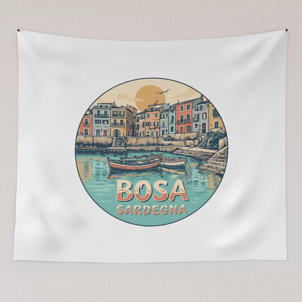 Item preview, Bosa Sardinia Italy: Colorful Mediterranean Harbor designed and sold by CircinusStore.