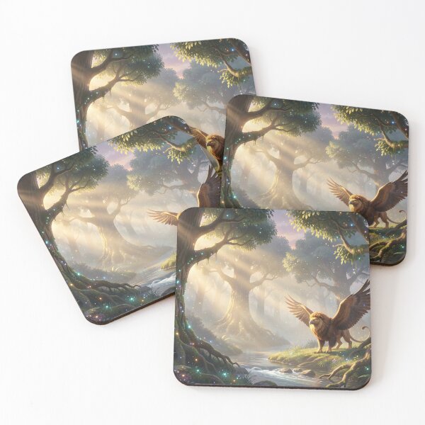 Item preview, Griffin Basking in the Dawn's Light in the Enchanted Forest designed and sold by Fanta-sticky.