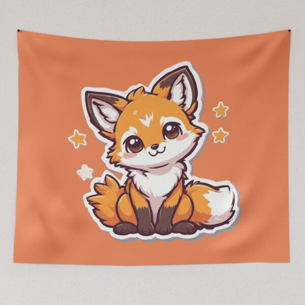 Item preview, Cute Kawaii Fox and bright stars designed and sold by MushArtist.