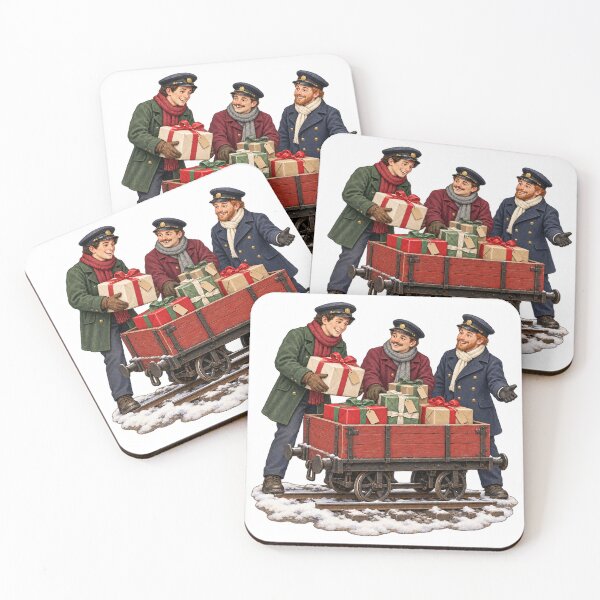 Item preview, Gift Delivery Railway Crew with a Red Parcel Wagon designed and sold by narinzoon.