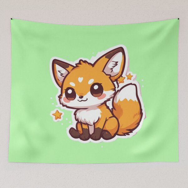 Item preview, Cute Kawaii Fox and bright stars designed and sold by MushArtist.