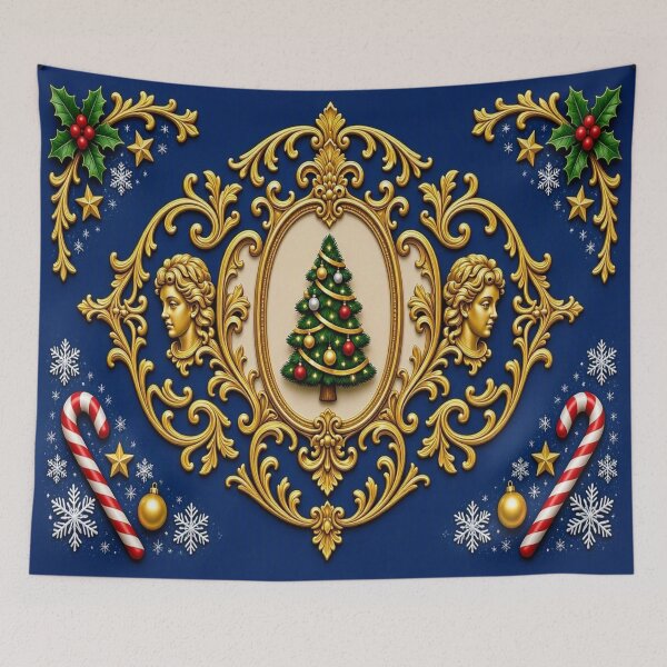 Item preview, Luxury Gold Baroque Christmas Tree Crest Royal Navy Holiday designed and sold by Breezes-of-Ida.