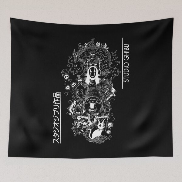 Item preview, Japanese Anime Spirit Character Collage in Black and White designed and sold by ArtbySunRaeer.