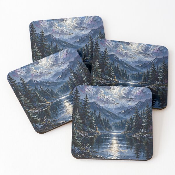Item preview, Moonlit Mystic Moonlight Lake | Vibrant Impasto Oil Painting style  designed and sold by doinitzart.