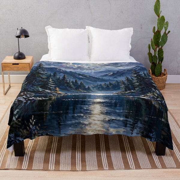 Item preview, Moonlit Mystic Moonlight Lake | Vibrant Impasto Oil Painting style designed and sold by doinitzart.