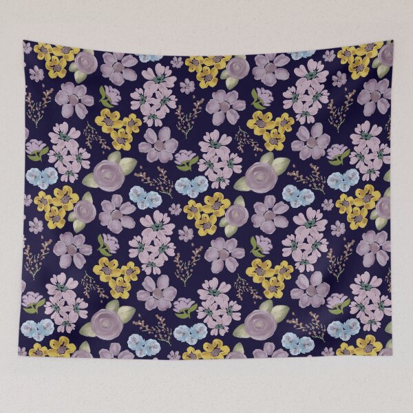 Item preview, Vintage Floral Bloom Midnight Indigo Seamless Pattern designed and sold by ​Jyoti Digital Artist.