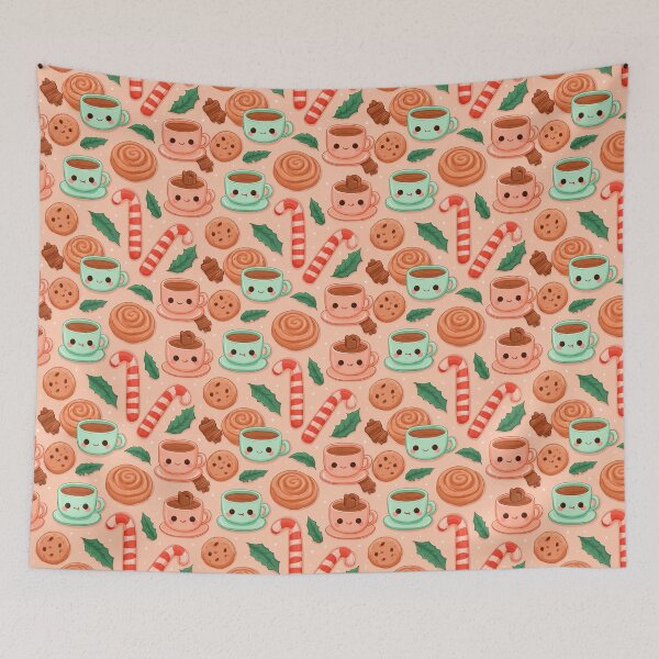 Item preview, Kawaii Christmas Coffee Hot Cocoa Cookie Pattern designed and sold by NicolasGlowArt.