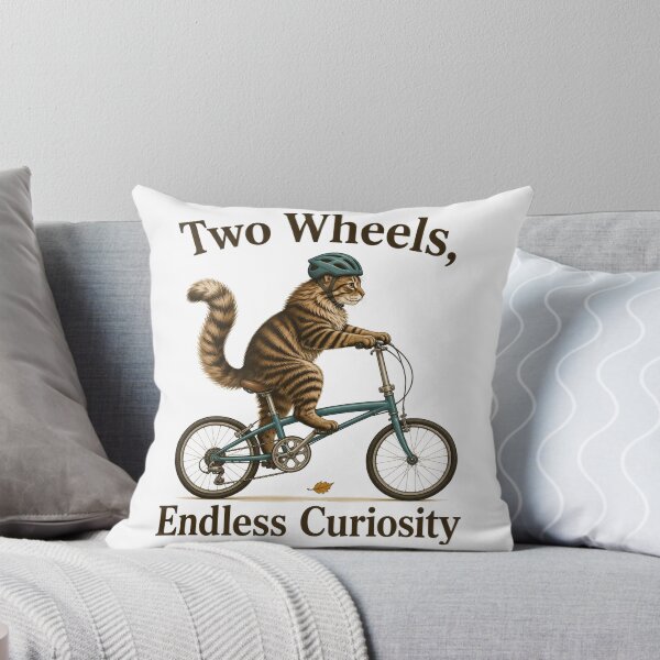 Item preview, Maine Coon Cycling Cat – Two Wheels, Endless Curiosity designed and sold by PurrBloom Studio.