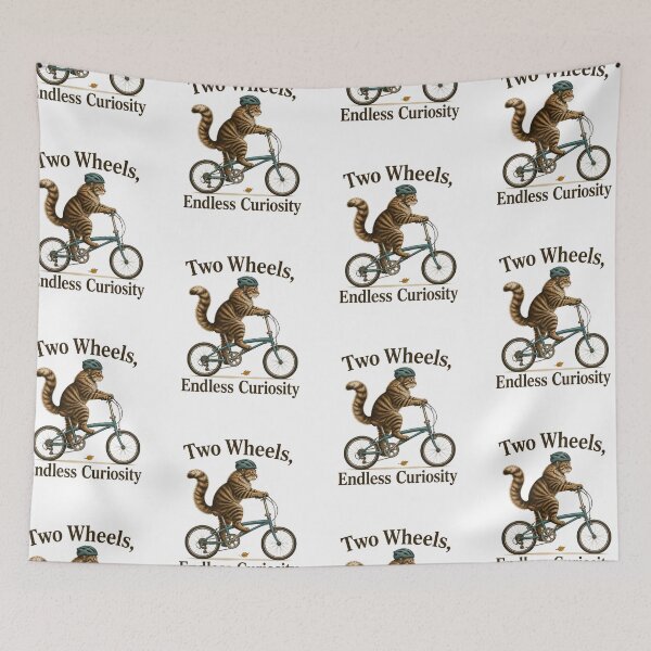 Item preview, Maine Coon Cycling Cat – Two Wheels, Endless Curiosity designed and sold by PurrBloom Studio.