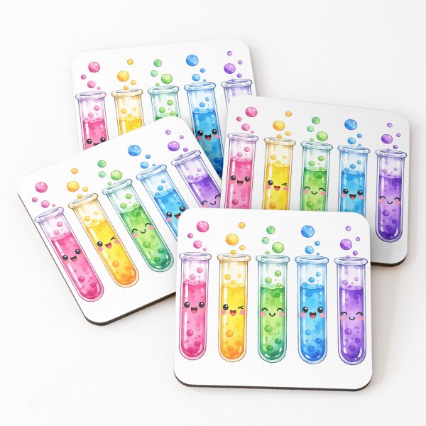 Item preview, Cute Kawaii Science Test Tubes - Colorful Watercolor Chemistry Art designed and sold by GrinGalore.