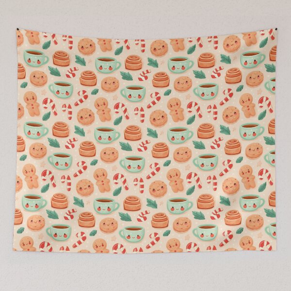 Item preview, Cute Christmas Desserts Hot Cocoa Pattern designed and sold by NicolasGlowArt.