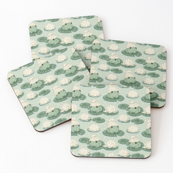 Item preview, Cute Frog Beanie Winter Lily Pad Water Lily Design designed and sold by NicolasGlowArt.