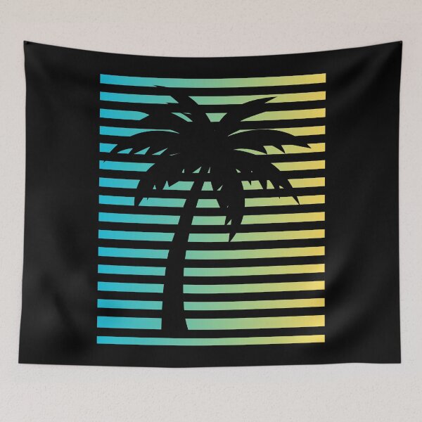 Item preview, Green And Yellow Sunset Palm Tree Silhouette Art designed and sold by Artography Designs.