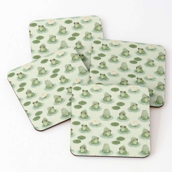 Item preview, Kawaii Frogs Winter Hats Lily Pads Cozy Aesthetic designed and sold by NicolasGlowArt.