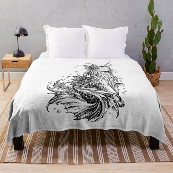 Item preview, Sea Cat Narwhal Unicorn Maine Coon Ink Sketch designed and sold by Szkicerka.