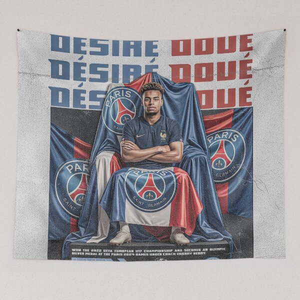 Item preview, Désiré Doué Paris Saint-Germain Football Graphic Poster designed and sold by Shopunte.