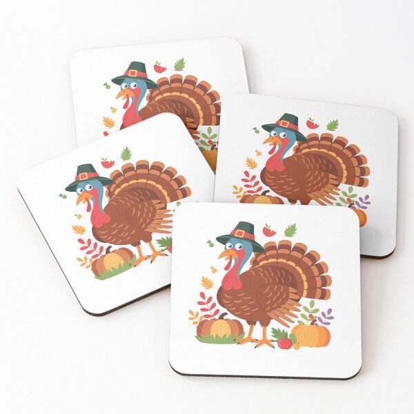 Item preview, Happy Thanksgiving Cute Turkey with Pilgrim Hat and Pumpkins designed and sold by Affiliora.
