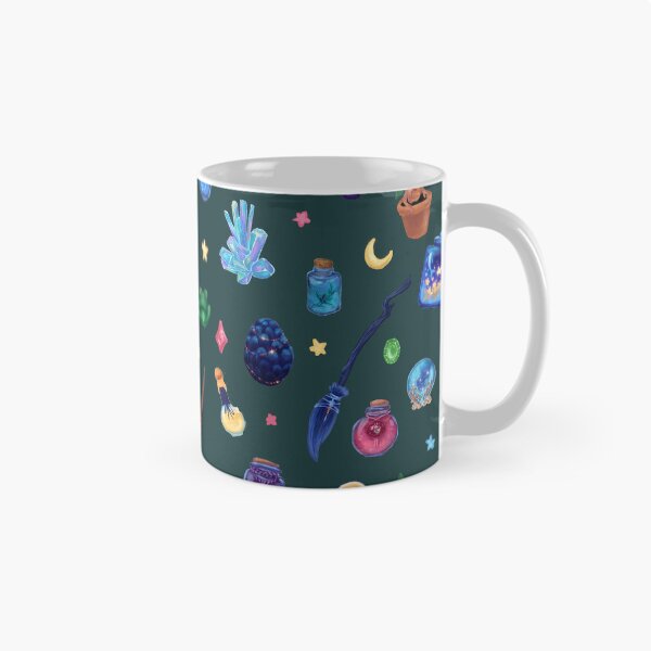 Item preview, Enchanted Witchy Seamless Pattern | Magical Potion Bottles, Crystals & Frogs | Dark green designed and sold by IcyArtShop.