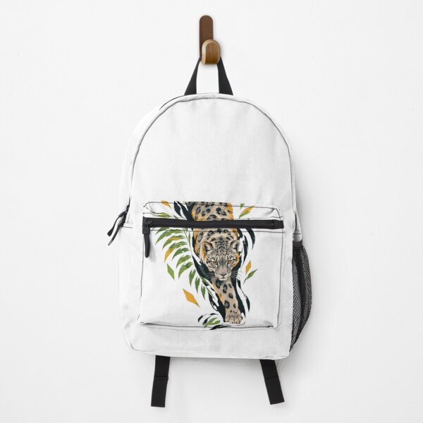 Item preview, Prowling Snow Leopard Jungle Leaves – Wildlife Tattoo Style Art designed and sold by RON-FASHION.