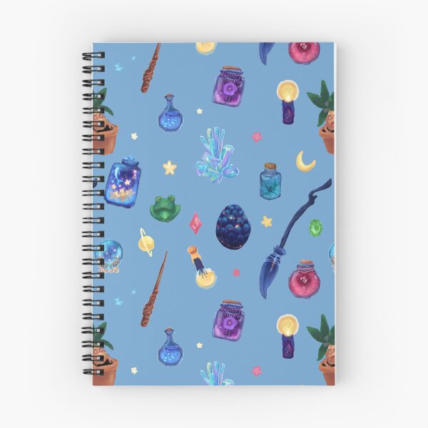 Item preview, Enchanted Witchy Seamless Pattern | Magical Potion Bottles, Crystals & Frogs | Light Blue designed and sold by IcyArtShop.