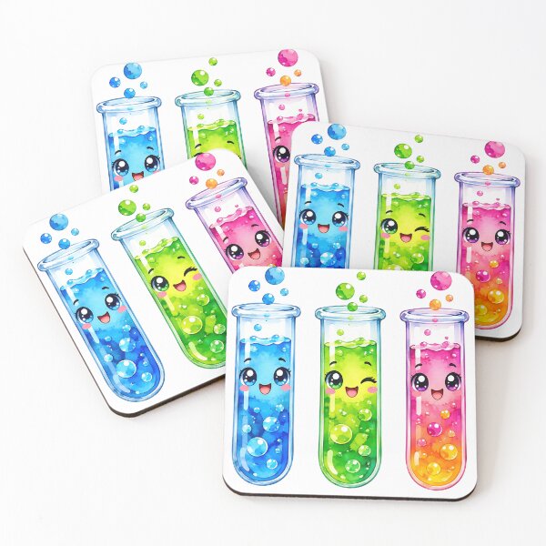 Item preview, Cute Trio Kawaii Science Test Tubes - Watercolor Chemistry Art designed and sold by GrinGalore.