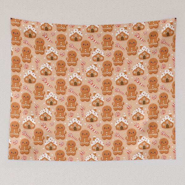 Item preview, Cute Gingerbread Man House Christmas Pattern designed and sold by NicolasGlowArt.