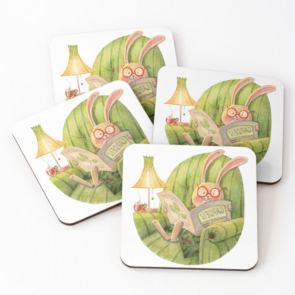 Item preview, Bunny Reading in Green Armchair designed and sold by White Rabbit Design .