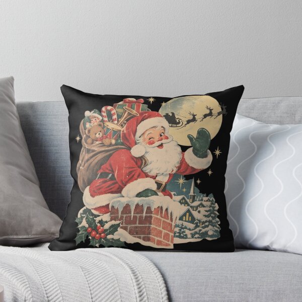 Item preview, Vintage Santa Claus Waving Over a Snowy Christmas Village designed and sold by Remontadarnia.